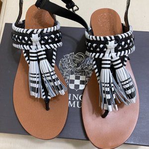 Vince Camuto Black and White Leather Sandals